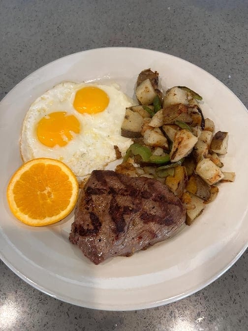 2 Eggs Any Style with Steak.