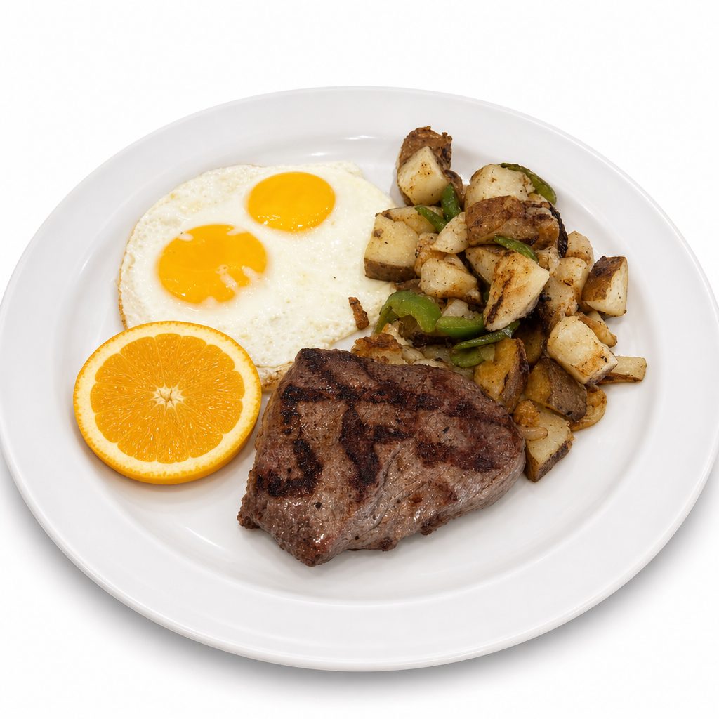 2 Eggs Any Style with Steak.