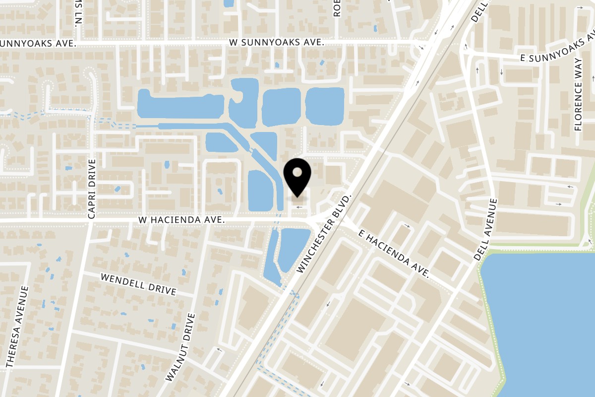Map showing the location of Effie's Restaurant & Bar on 331 W Hacienda Ave in Campbell